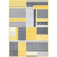 Kukoon Yellow Ochre Grey Traditional Patchwork Area Rug | Size: 190 cm x 280 cm