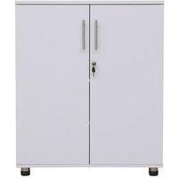 Moderna White Wooden Filing Cabinet, 2 Shelves, Lockable 2 Door, Short Office Cupboard