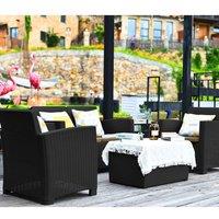 Centurion Supports SANTANA 4-pc PE Rattan 4-Seater with Cushions Garden Furniture in Black