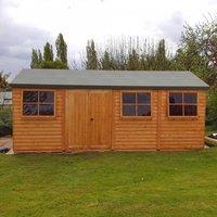 Shires Shiplap Mammoth Loglap 12x24 ft Shed Double Door - Two Opening Window in Brown