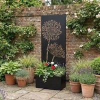 Scottish Everlastings Ltd 120x45cm Metal Planter with Screen Black Flower | Size: 120x45 cm