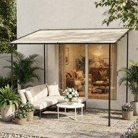 OUTSUNNY 3 x 2 m Lean to Garden Pergola, Metal Frame Gazebo Pergola, Cream | Size: 3m x 2m