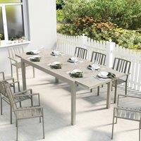 OUTSUNNY Extending Garden Table, Aluminium Outdoor Dining Table for 8-10 in Light Grey | Size: 214ml