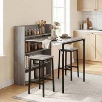 HOMCOM Folding Dining Table, Kitchen Table with Shelves Grey Wood Effect