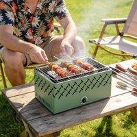 OUTSUNNY Portable Charcoal BBQ Grill with Built-in Fan, Light Green