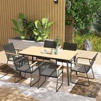 OUTSUNNY 6 Seater Garden Dining Set with Cushions Rattan Backrest in Natural