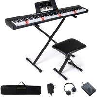CASART 88-Key Electric Piano Keyboard Digital Full Size Keyboard w/Stool
