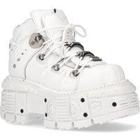 New Rock Unisex Leather Gothic Punk Boots- M-TANK106-C1 in White | Size: 6