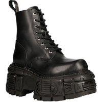 New Rock Unisex Military Techno Platform Boots- M-MILI084N-S5 in Black | Size: 10