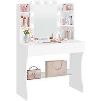 EONLION White Dressing Table Vanity Desk with 10 LED Lights