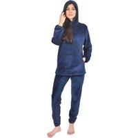 Smart Living Women's Warm & Cozy Fleece Loungewear Hoodie & Jogger Set in Navy | Size: Medium