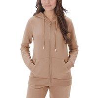 Smart Living Women's Sleek & Versatile Polycotton Plain Zip-Up Hoodie in Light Brown | Size: Medium