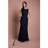Coast Women's Satin Lace Back Detail Maxi Bridesmaid Dress in Navy | Size: 10