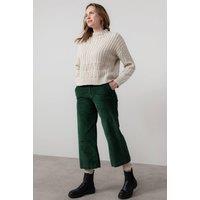 Lily & Me Women's Isla Stretch Jumbo Cord Cropped Trousers in Dark Green | Size: 20
