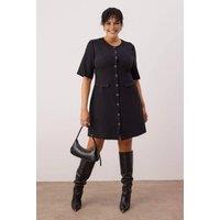 WOVCOR Women's Button Front Short Sleeve Tailored Mini Dress in Black | Size: 16