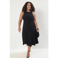 WOVCOR Women's Embellished High Neck Sleeveless Midi Dress in Black | Size: 18