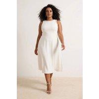 WOVCOR Women's Embellished High Neck Sleeveless Midi Dress in White | Size: 18