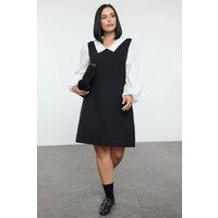 WOVCOR Women's Contrast Collar Layered Look Mini Dress in Black | Size: 16