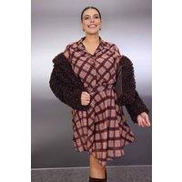 WOVCOR Women's Check Print Button Front Shirt Mini Dress | Size: 18