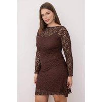 WOVCOR Women's Floral Lace Long Sleeve Bodycon Mini Dress in Brown | Size: XL