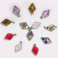 KDMD Women's 12 Assorted Gemstone & Shell Steel Pendant Set for Jewelry & Crafts