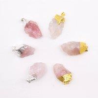 KDMD Women's 6 Assorted Rose Quartz Gemstone Pendants in Gold & Silver Plating