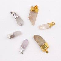 KDMD Women's 6 Assorted Clear Quartz Gemstone Pendants in Gold & Silver Plating