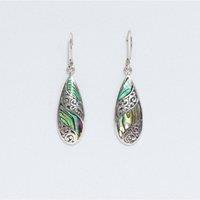 KDMD Women's Elegant Abalone Shell & Silver Long Teardrop Earrings for Women