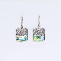 KDMD Women's Elegant Dragonfly Abalone & Silver Earrings - Nature-Inspired Jewelry