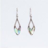 KDMD Women's Elegant Abalone & Silver Spear Drop Earrings - Lightweight & Bold