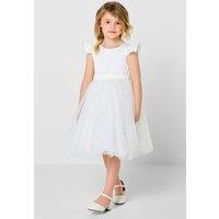 Roco Girl's Rhea - White Pearl Design Junior Bridesmaid Dress | Size: 11 Years