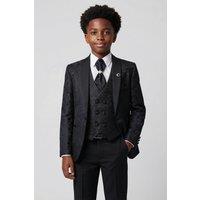 SIRRI Men's Satin Lapel Paisley Floral Tuxedo Suit Set in Black | Size: 16 Years