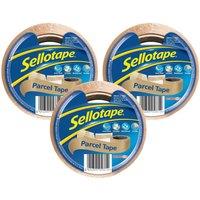 Sellotape Brown High-Strength Packaging Tape for Professional & Office Use, 3 Rolls