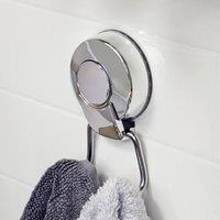 Showerdrape SuctionLoc Chrome Suction Wall Mounted Robe Hook with Mounting Disc in Silver