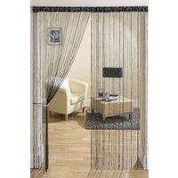 Tyrone Textiles 'Glam' Metallic String Curtain Panels Pair with Rod Pocket Header in Black | Size: 90 cm width x 200 cm drop