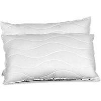 Rest Relax Set of 2 Luxury Memory Foam Flake Pillows - Quilted Cover for Comfort in White
