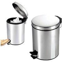 BARGAINS-GALORE 12 Litre Metal Chrome Pedal Bin Rubbish Trash Hygienic Paper Dustbin in Metallic Silver