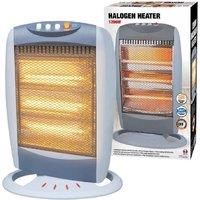 BARGAINS-GALORE 1200w Halogen Heater Instant Heat 3 Setting Winter Oscillating Heating in Grey