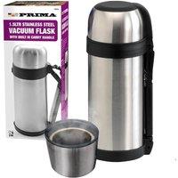BARGAINS-GALORE 1.5l Stainless Steel Hot N Cold Vacuum Flask Tea Ice Coffee Warm Drink in Metallic Silver
