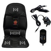Gr8 Garden 12V Heated Massage Seat Cushion 5 Motor Lumbar Pad in Black