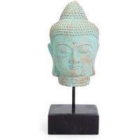 KDMD Stillness Buddha Head on Stand - Green Copper Meditation Decor