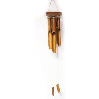 KDMD Handcrafted Bamboo Windchime with 6 Medium Tubes - Natural Finish in Brown