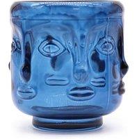 KDMD Royal Blue Buddha Faces Candle Jar - Meditation & Decor Accent