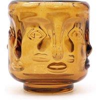 KDMD Serene Buddha Faces Candle Jar - Antique Amber Decor & Ambiance in Brown