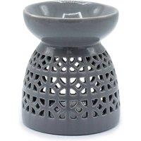 KDMD Grey Moroccan Cutout Oil Burner - Elegant Essential Oil Diffuser