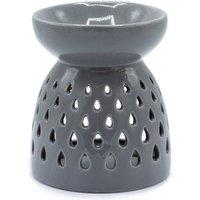 KDMD Elegant Grey Oil Burner with Teardrop Cutouts for Fragrance Diffusion