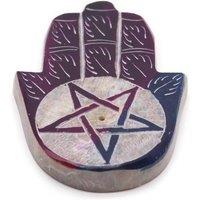KDMD Soapstone Hamsa Incense Holder - Pentagon Design, Decorative & Safe