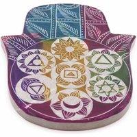 KDMD Large Soapstone Hamsa Incense Holder with 7 Chakra Symbols