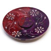KDMD Floral Soapstone Incense Holder - Holds 5 Sticks, Decorative & Stable