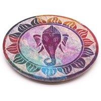 KDMD Ganesha Soapstone Incense Holder - Carved Disc for Aromatherapy